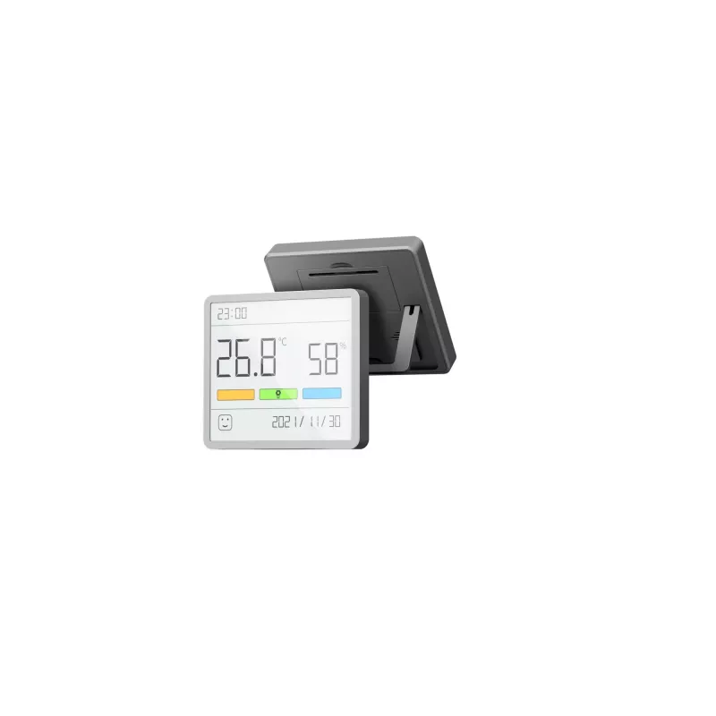 MOVA MTHM01 igrometro, termometro e orologio combinato – unità da interno digitale per misurare l'umidità relativa e la temperatura, compatta per scrivania, mensola o parete