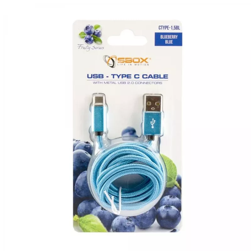 Sbox USB->Type C M/M 1,5m CTYPE-1.5BL blu