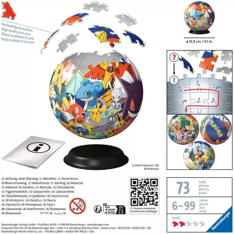 Ravensburger Pokémon puzzle 3D 72 pz. cartoni animati