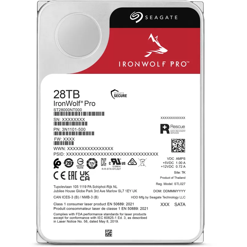 Seagate IronWolf Pro ST28000NT000 disco fisso interno 28 TB 7200 RPM 512 MB 3,5