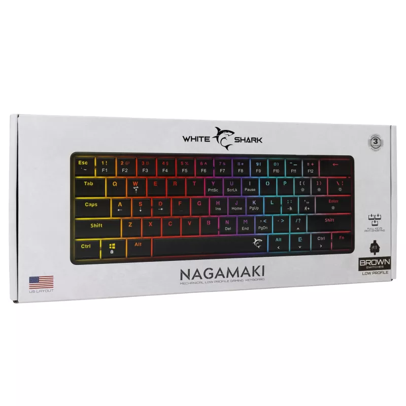 Tastiera meccanica White Shark Nagamaki GK-006131 nero layout US switch brown