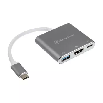SilverStone SST-EP08C - Adattatore USB 3.1 Type-C a HDMI/USB Type-C/USB Type-A - Argento