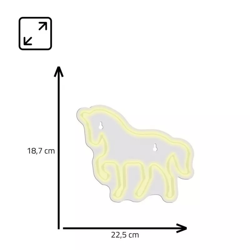 Insegna neon LED MANTA SNL103WH – motivo cavallo, bianco