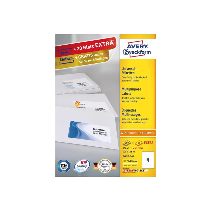 Etichetta adesiva rettangolare Avery 3483