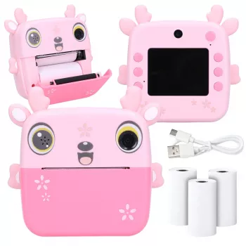Extralink set | stampante termica EPP-005 rosa + carta termica 3 rotoli | fawn