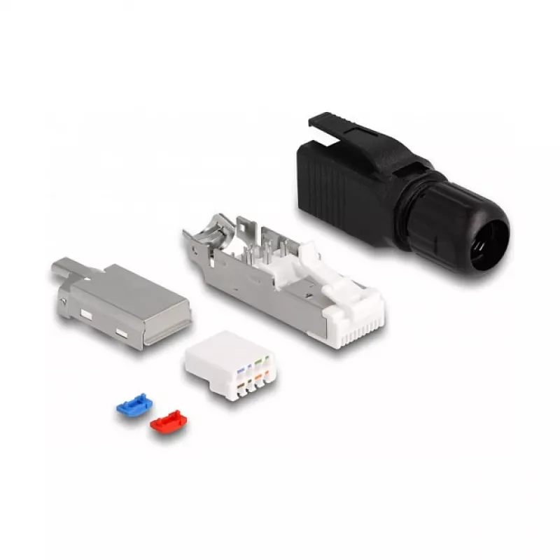 DeLOCK connettore RJ45 da crimpare Cat.6A nero connettore dritto