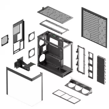Case PC HAVN HS 420 VGPU, Midi-Tower, E-ATX, vetro temperato, cavo riser PCIe-5.0 - nero