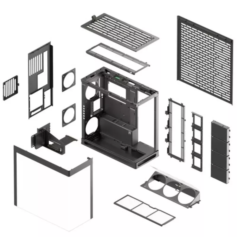 Case PC HAVN HS 420 VGPU, Midi-Tower, E-ATX, vetro temperato, cavo riser PCIe-5.0 - nero