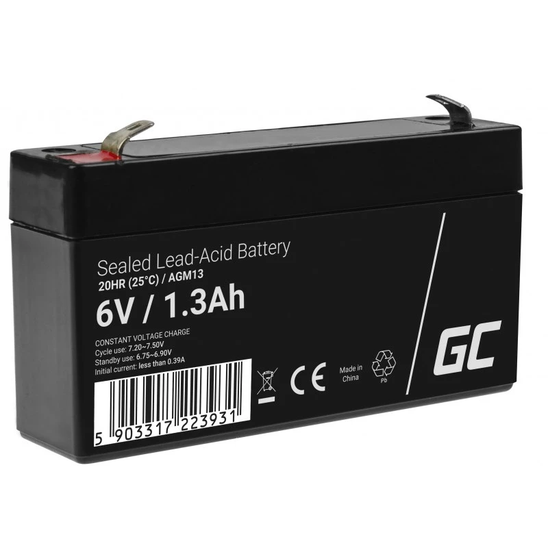 Batteria per UPS Green Cell AGM13, piombo-acido sigillata VRLA 6 V 1,3 Ah, 290 g, nero