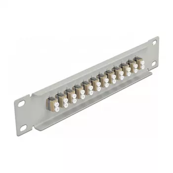 Patch panel fibra ottica DeLOCK 10 pollici 12 porte LC duplex beige 1U grigio