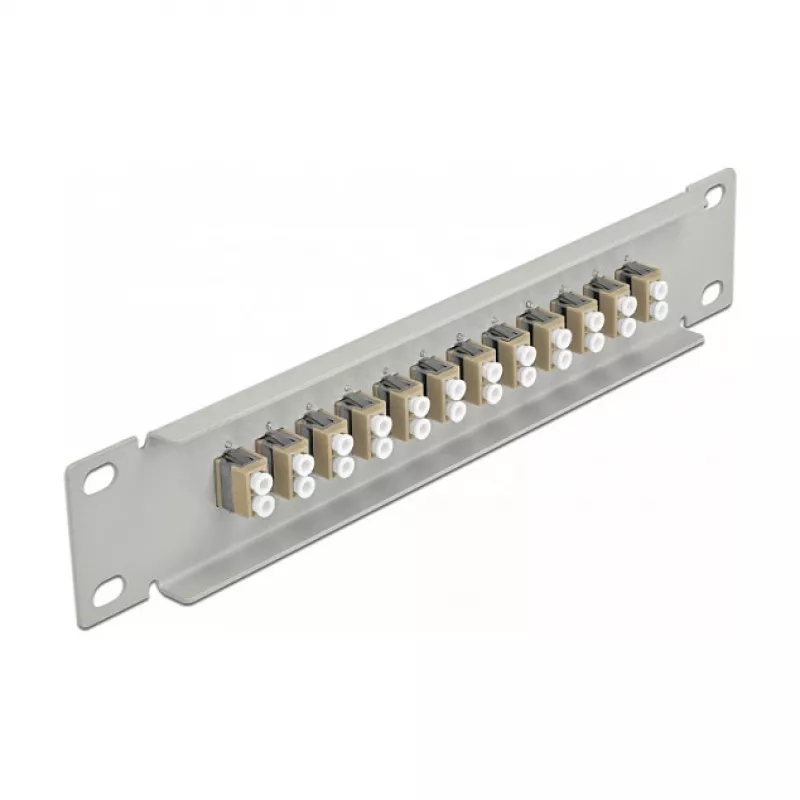 Patch panel fibra ottica DeLOCK 10 pollici 12 porte LC duplex beige 1U grigio