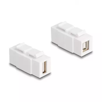Modulo Keystone DELOCK USB 2.0 connettore femmina Type-A su connettore femmina Type-B, piatto, bianco, 16,8 × 40 × 22,1 mm
