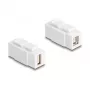 Modulo Keystone DELOCK USB 2.0 connettore femmina Type-A su connettore femmina Type-B, piatto, bianco, 16,8 × 40 × 22,1 mm