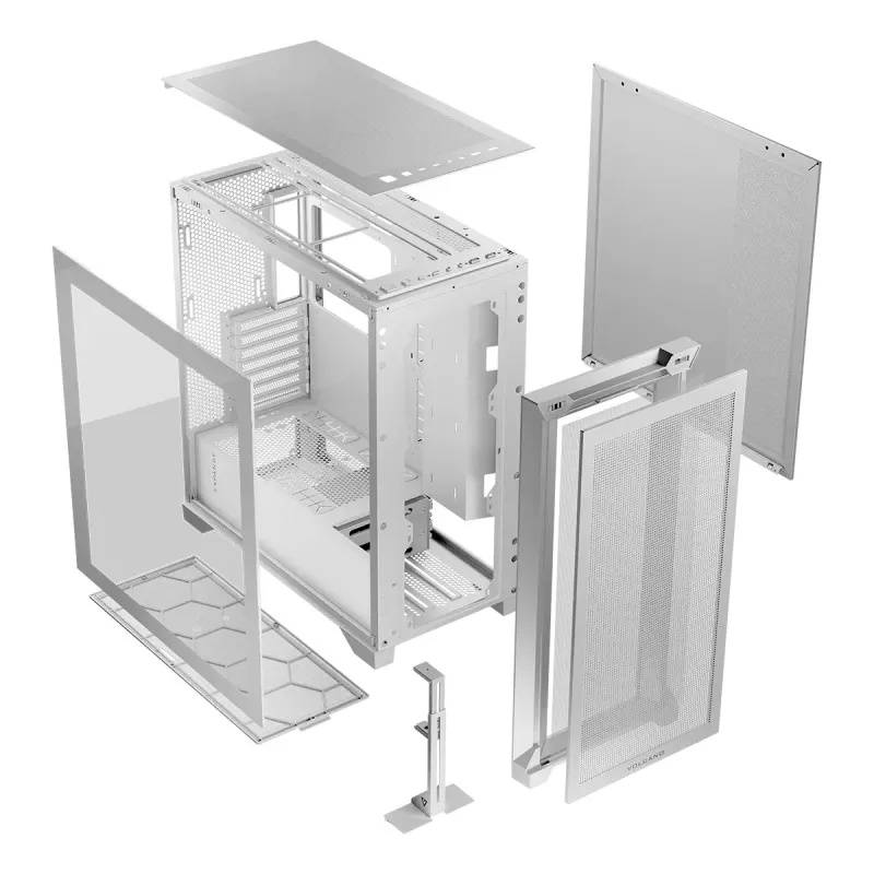 Modecom Volcano Expanse S telaio per PC Midi Tower, ATX/micro-ATX/mini-ITX, vetro temperato, USB-C, scheda video fino a 430 mm, bianco