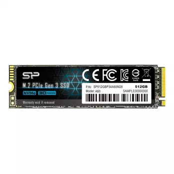 SSD M.2 NVMe Silicon Power P34A60 512 GB — PCIe, lettura 2200 MB/s, scrittura 1600 MB/s, NVMe 1.3