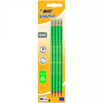 Matite BIC EVOLUTION Original con gomma, HB, set 4 pz. 049012
