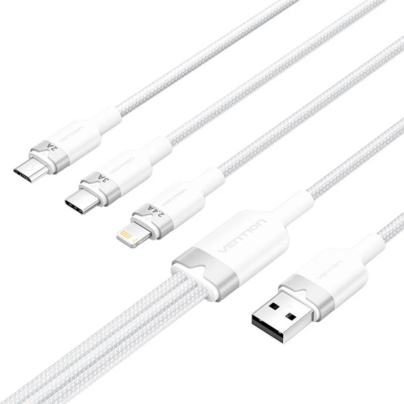 Cavo USB 2.0 A a 3-in-1 3A Vention CTPWG 1,5 m bianco