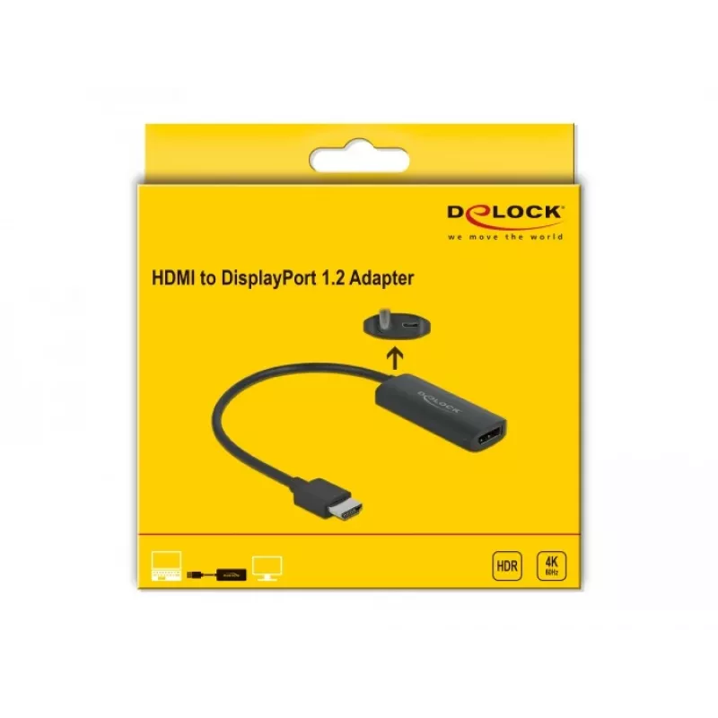 Adattatore HDMI-A maschio su DisplayPort femmina 4K 60 Hz DeLOCK 63206