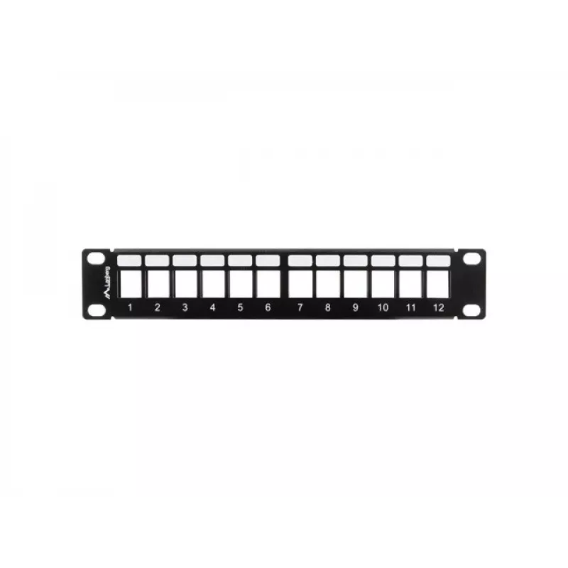 Lanberg PPKS-9112-B Pannello di permutazione vuoto 12 porte 1U 10 pollici con organizer Keystone, nero