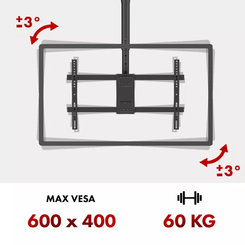 Supporto TV da soffitto MACLEAN MC-112B, portata max. 60 kg, inclinabile e orientabile