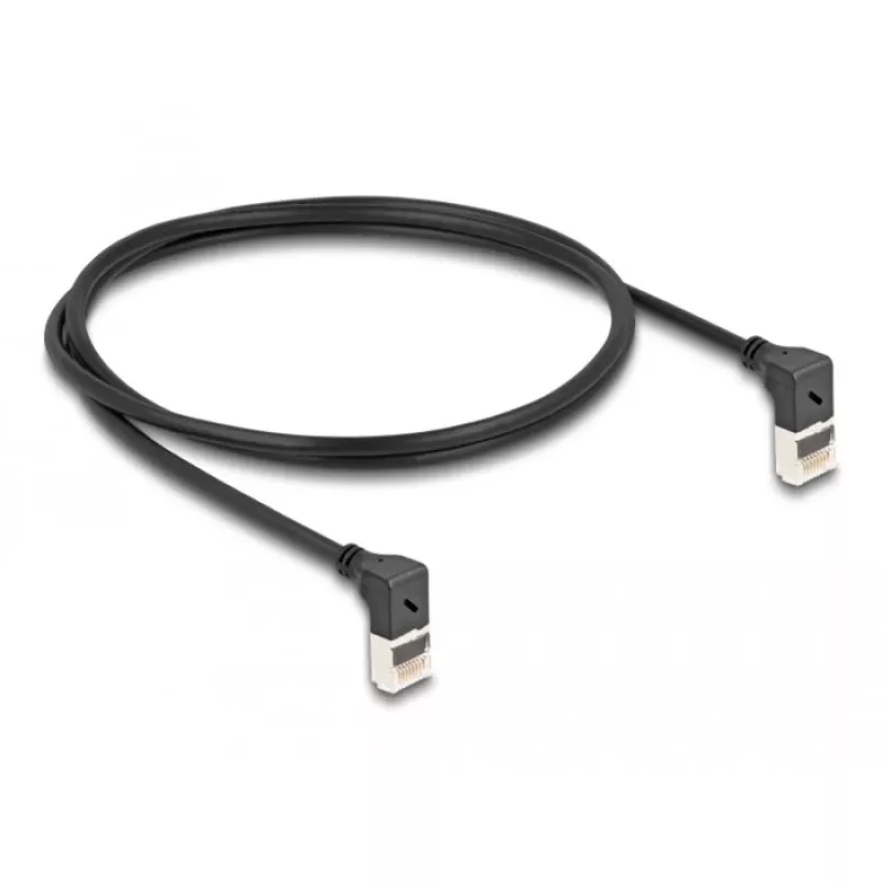 Cavo di rete DeLOCK RJ45 Cat.6A S/FTP sottile 90° verso l'alto 1m nero
