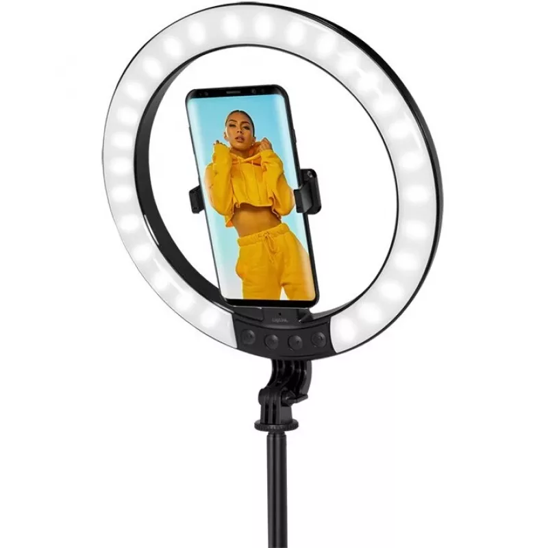 LogiLink Ring light per smartphone con treppiede selfie stick, DM 20cm (AA0156)