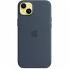 Custodia in silicone con cover Apple iPhone 14 Plus MagSafe blu tempesta