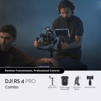 Stabilizzatore per handycam DJI RS 4 Pro nero in fibra di carbonio con rotazione a 360°