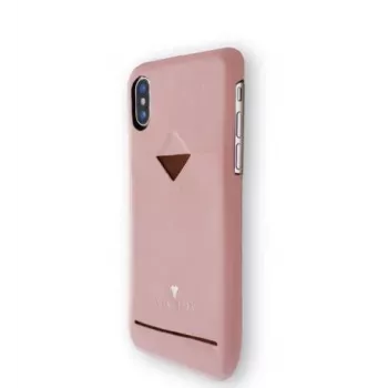 Guscio posteriore con slot per carte VixFox per iPhone X/XS — custodia protettiva rosa con porta carte