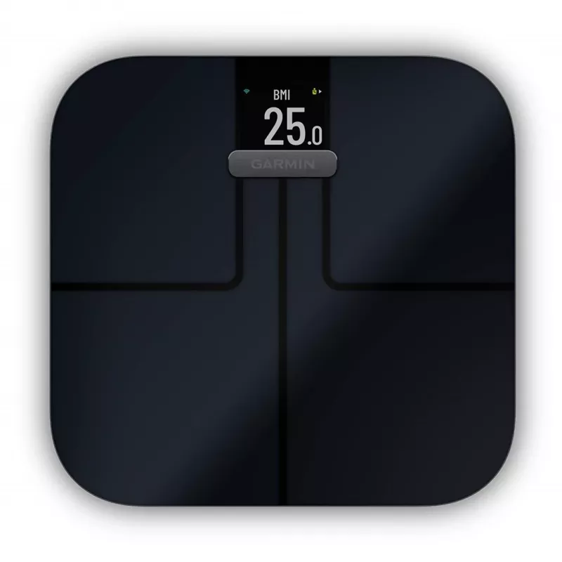 Bilancia pesapersone elettronica GARMIN Index S2 — nera, max. 181,4 kg, Wi-Fi/Bluetooth, composizione corporea