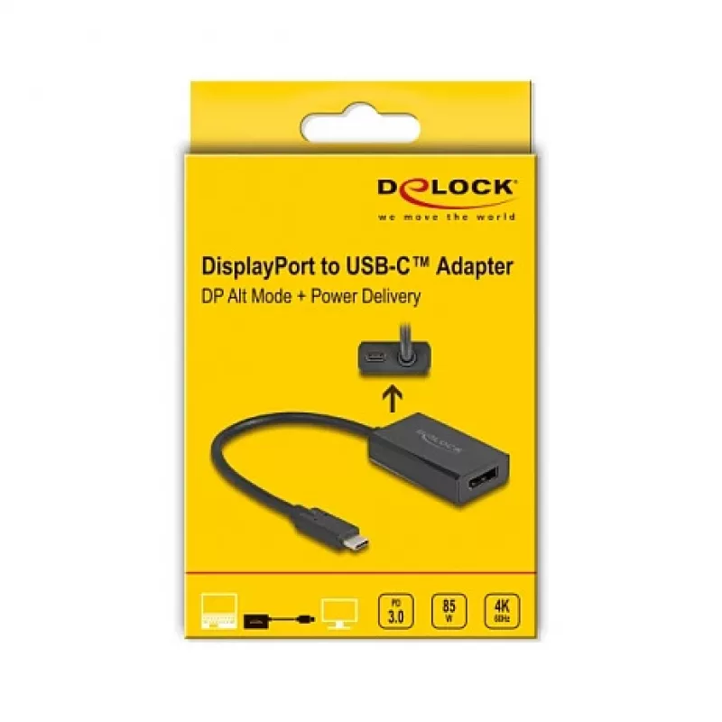 Adattatore DisplayPort femmina a USB Type-C maschio DeLOCK 4K PD 85W