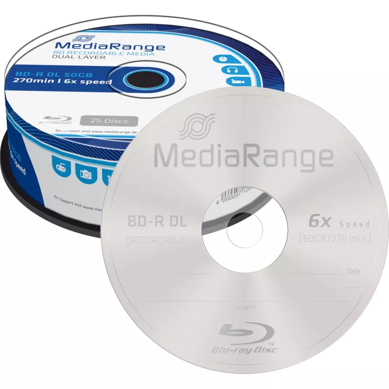 BD-R DL MediaRange MR508 50 GB 25 pezzi