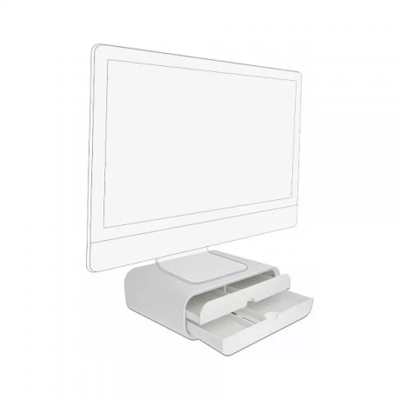 Supporto per monitor DeLOCK 18325 con due cassetti bianco