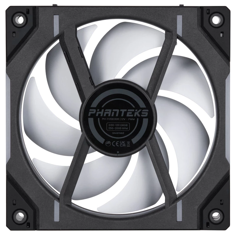 Phanteks D30-120 PWM Reverse Airflow D-RGB ventole per case, 120 mm, nere, confezione da 3