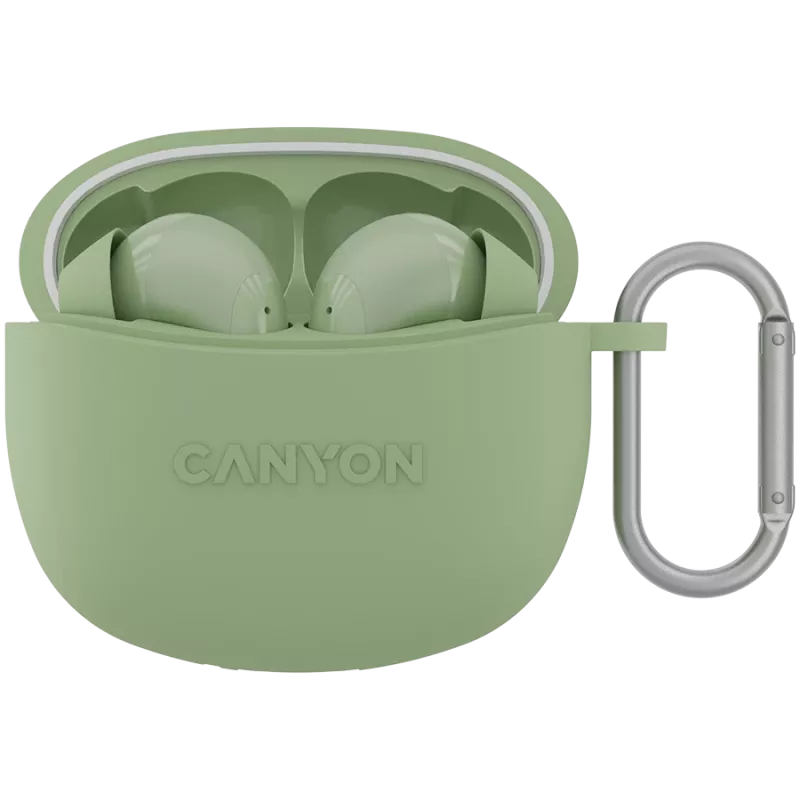 CANYON Cuffie In-Ear TWS-5, Verde Bluetooth 5.3, Controllo touch, Ingresso di ricarica: USB-C