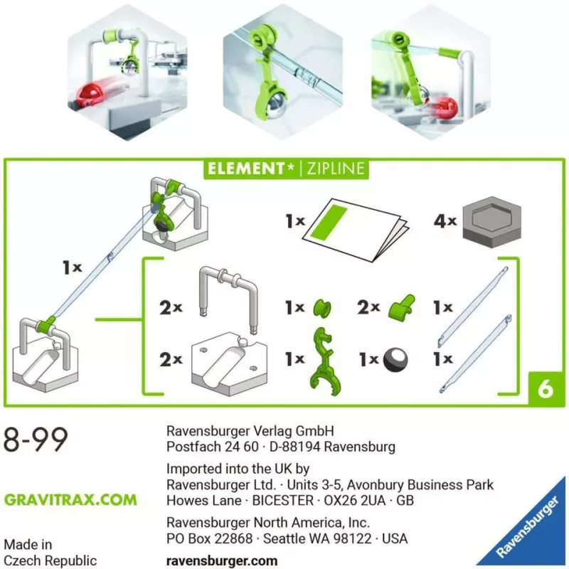 Ravensburger GraviTrax elemento zipline accessorio per giocattolo di attività e abilità (27472)