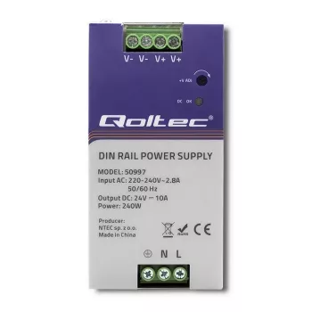Alimentatore per guida DIN QOLTEC 50997 240W 24V 10A