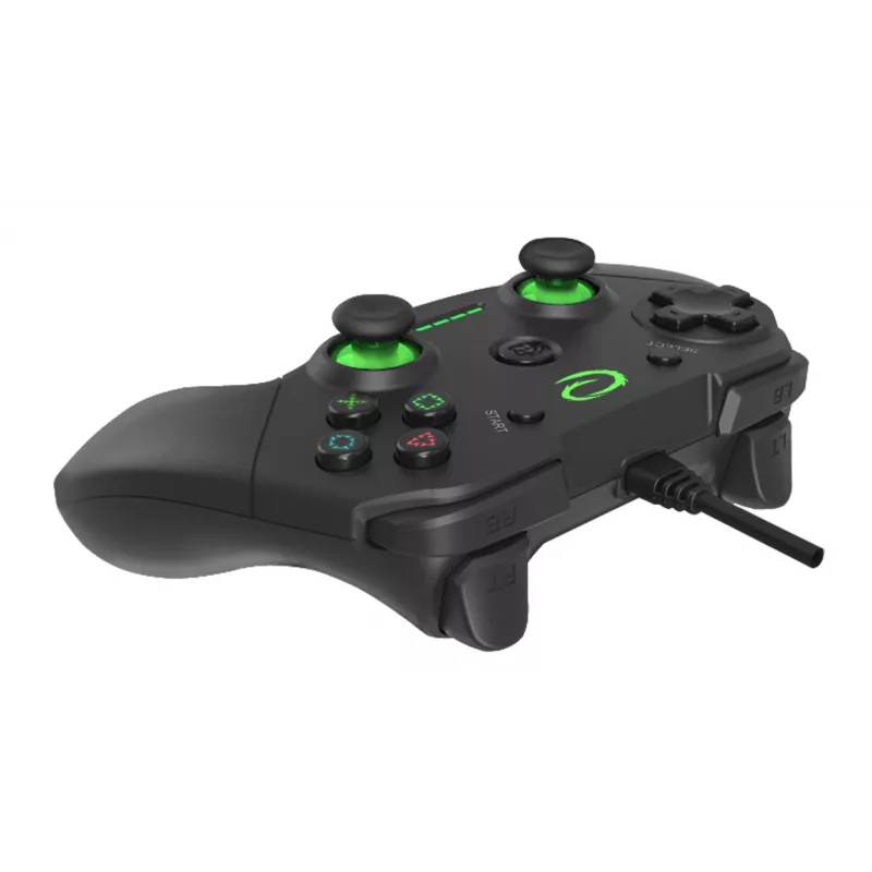 Esperanza EGG110K Vanquisher gamepad USB cablato per PC/PS3, con vibrazione, 12 pulsanti, 2 stick analogici, nero/verde