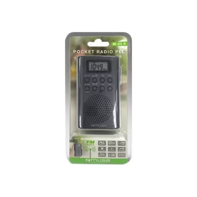 Radio portatile Muse M-03 R con sintonia FM-PLL, display LCD, antenna esterna, nero