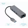 Gembird A-AMU3-LAN-01 adattatore USB-A a Gigabit LAN con hub USB 3.0 a 3 porte, nero