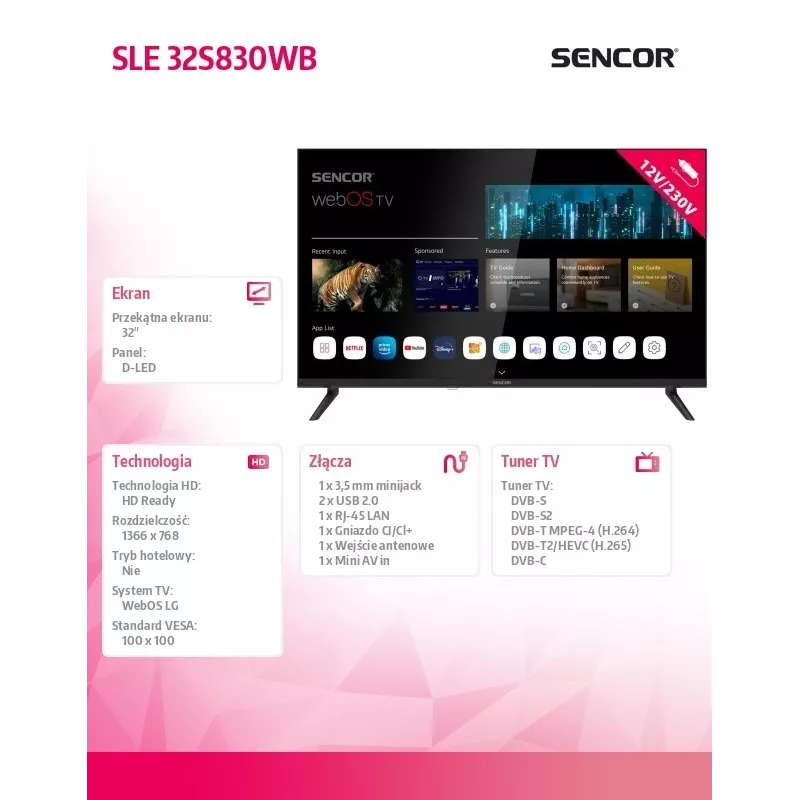 TV SENCOR SLE 32S830WB 32
