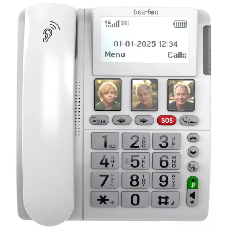 Bea-fon ML10 LTE (telefono da tavolo 4G) bianco con bracciale SOS