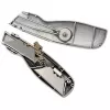 WEDO 78808 Safety-Cutter ALU taglierino, lama trapezoidale, a molla, a ritorno automatico, 2 lame di ricambio, TÜV/GS, argento