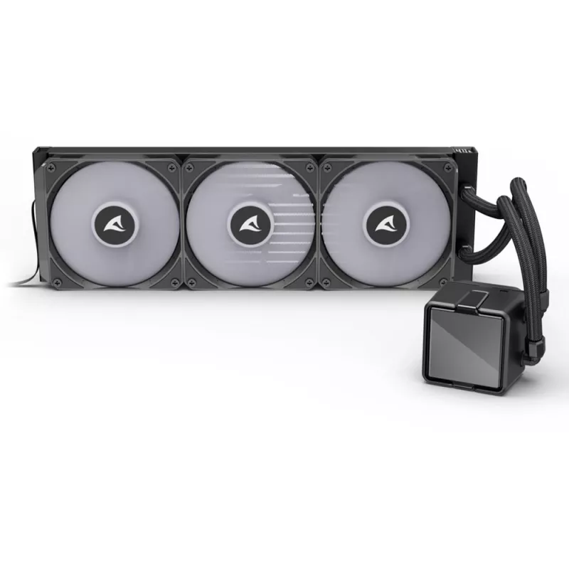 Dissipatore a liquido per CPU All-in-One Sharkoon S100 ARGB – radiatore da 360 mm, nero