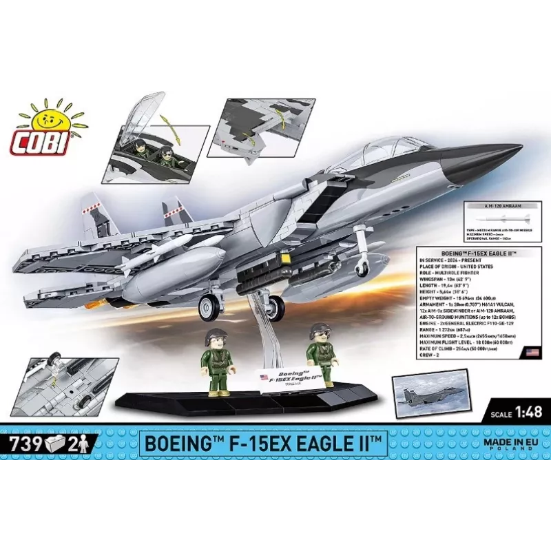 Mattoncini Cobi Boeing F-15EX Eagle II set modello COIB-5900, kit da collezione in scala