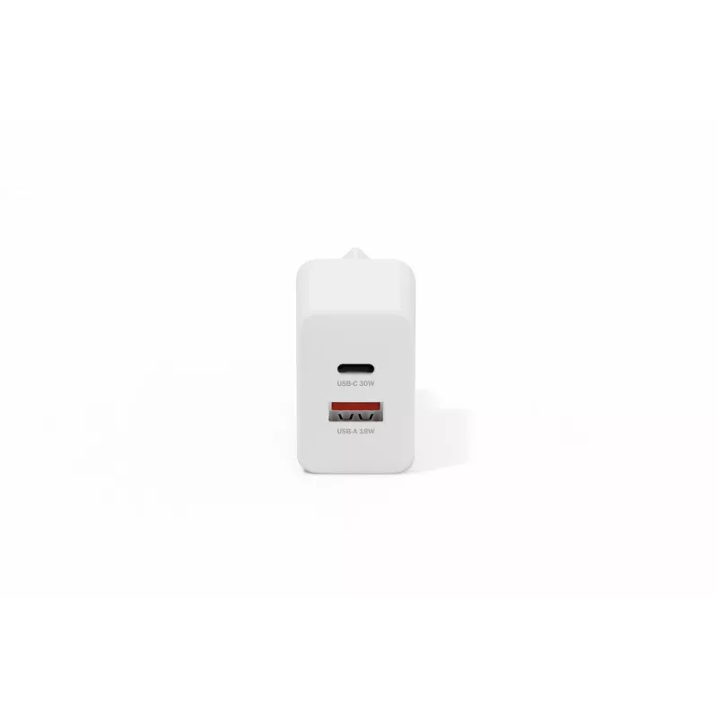 Caricabatterie USB GaN AC da interno DIGITUS DA-10301 — 30W, 1× USB-C, 1× USB-A, 100–240V, bianco