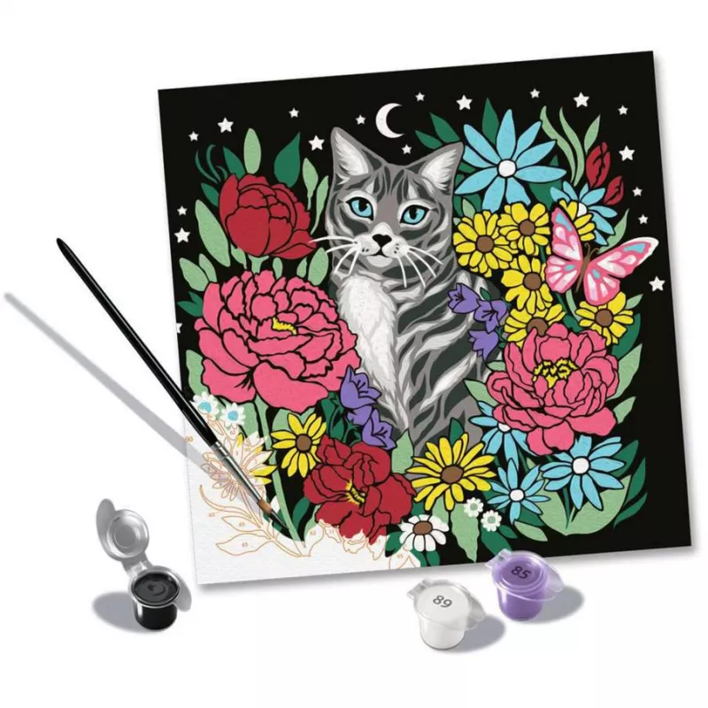 Set pittura con i numeri Ravensburger CreArt Pixie Cold Cat (modello 25855) – set di pittura su tela