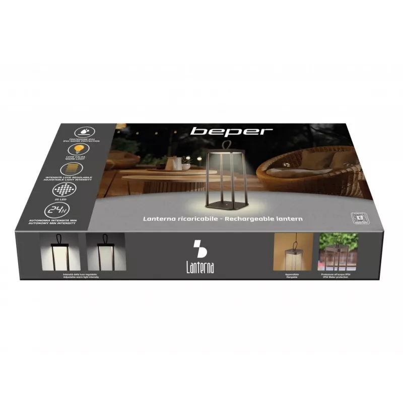 Lanterna ricaricabile Beper P207ILI102 effetto corten, lampada portatile a batteria