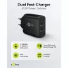Caricabatterie dual-fast USB-C, PD, GaN, 65 Watt (nero, 1x USB-C, 1x USB-A, Power Delivery)