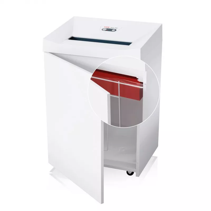 Distruggidocumenti HSM Pure 740 taglio a strisce 3,9 mm, larghezza di lavoro 400 mm, distrugge CD e carte di credito